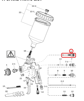 Схема запчастей Anest Iwata W-400, позиция 6 &mdash; регулятор факела 93842601