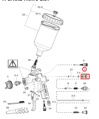 Схема запчастей Anest Iwata W-400, позиция 7 &mdash; втулка воздушного клапана 03843530
