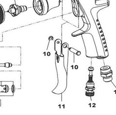 Курок Anest Iwata / Air Gunsa 93003810 (AZ4 HTE-S Impact Junior, поз. 11) &mdash; фрагмент заводской схемы деталей