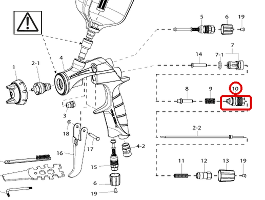 Направляющая регулировки подачи Anest Iwata WS-400 EVO, LS-400 ENTECH &mdash; позиция 10 на схеме запчастей