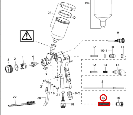 Пружина иглы Anest Iwata LPH-80, оригинал 03015880 &mdash; позиция 15 на схеме запчастей LPH-80