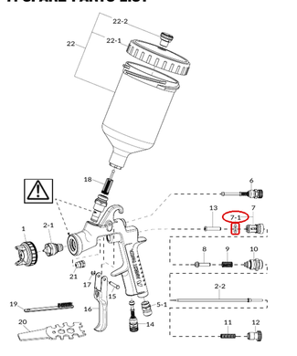 Схема запчастей Anest Iwata W-400, позиция 7-1 &mdash; уплотнительное кольцо клапана 06638008