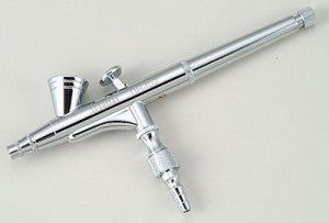 Аэрограф Sparmax DH-102 &mdash; вид сбоку, чашка, курок и штуцер подачи воздуха