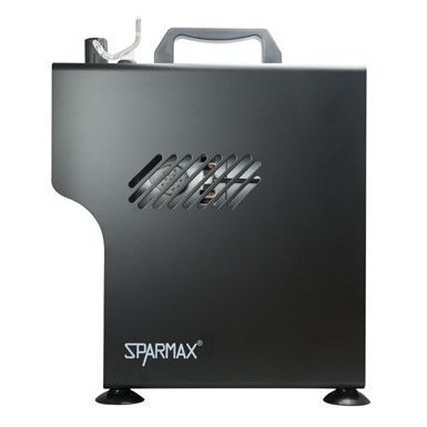 Sparmax TC-610H Plus &mdash; вид сзади/сбоку, ручка для переноски, вентиляционная решётка, логотип Sparmax