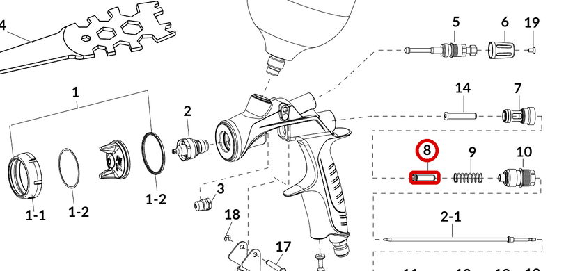 Воздушный клапан Anest Iwata 93001690 &mdash; позиция 8 на схеме WS-400 SR2, LS-400 SR2