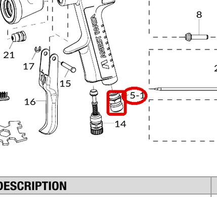 Воздушный ниппель Anest Iwata W-400, LPH-400, оригинал 03660300 &mdash; позиция 5-1 на схеме