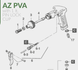 Схема в разборе Air Gunsa AZ PVA &mdash; позиция 1, внешняя воздушная головка (комплект) W2011340100 &mdash; оригинальная деталировка производителя