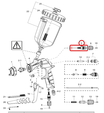 Схема запчастей Anest Iwata WS-400 EVO и LS-400 ENTECH, позиция 5 &mdash; узел регулировки факела 93505432