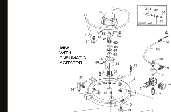 Пневмомешалка AM-6B на баке Anest Iwata PET-MN &mdash; устройство MN-версии (со смесителем)